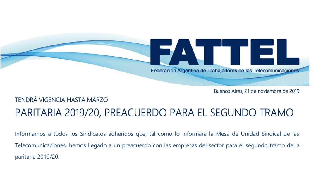 PARITARIA 2019/20, PREACUERDO PARA EL SEGUNDO TRAMO
