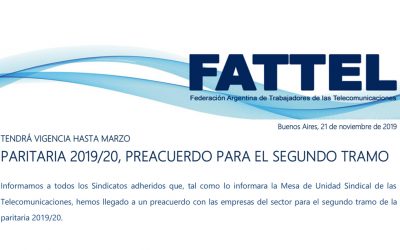 PARITARIA 2019/20, PREACUERDO PARA EL SEGUNDO TRAMO