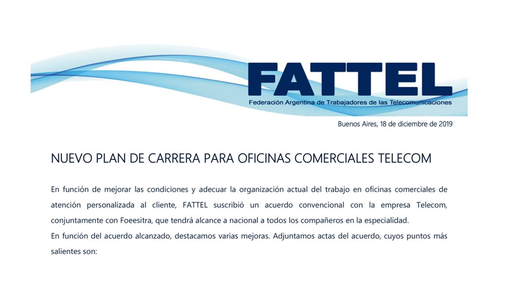 NUEVO PLAN DE CARRERA PARA OFICINAS COMERCIALES TELECOM