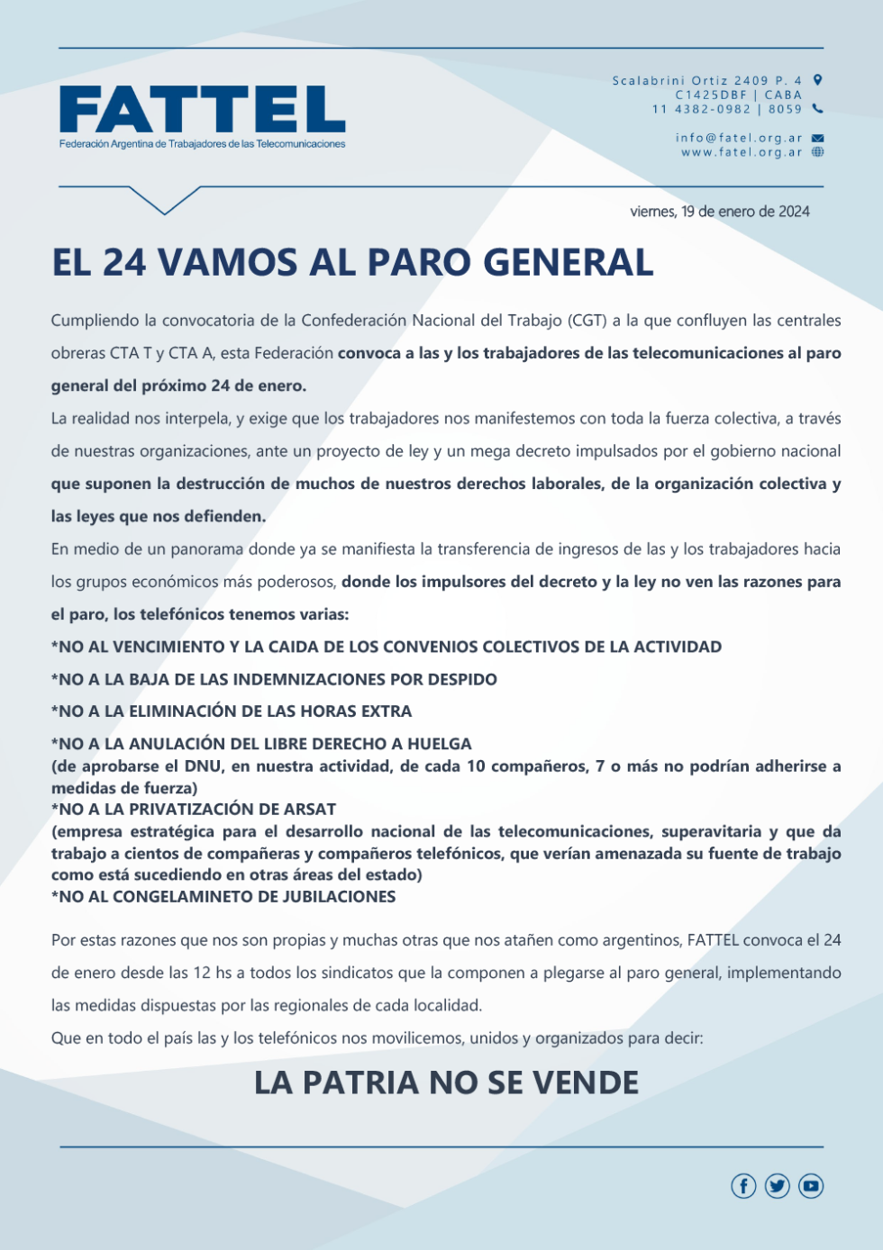 EL 24 VAMOS AL PARO GENERAL